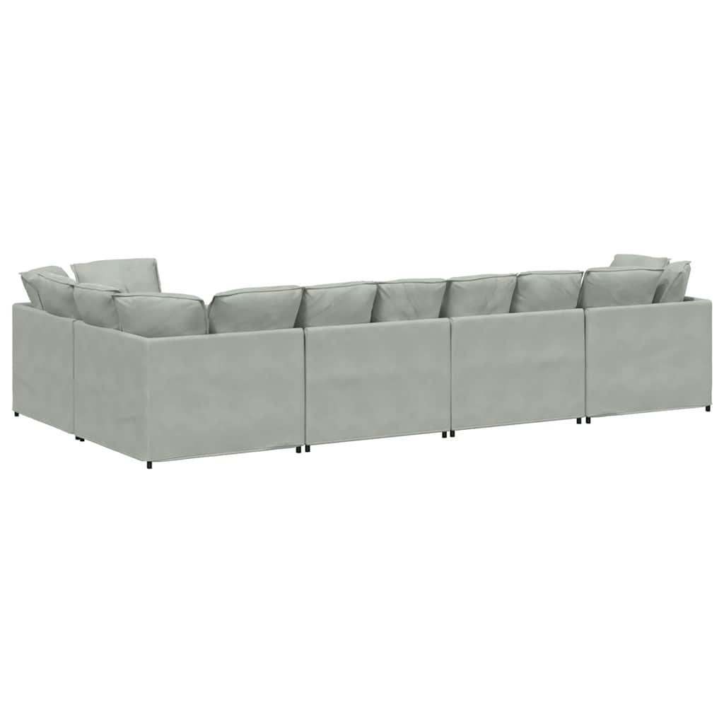 Modulares Sofa mit Kissen Samt Hellgrau