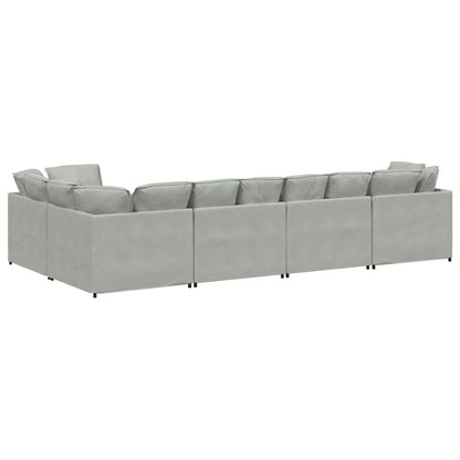 Modulares Sofa mit Kissen Samt Hellgrau