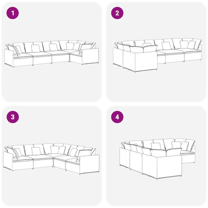 Modulares Sofa mit Kissen Samt Hellgrau