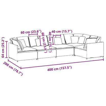 Modulares Sofa mit Kissen Samt Hellgrau