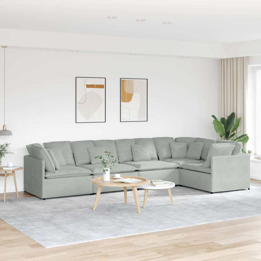 Modulares Sofa mit Kissen Samt Hellgrau