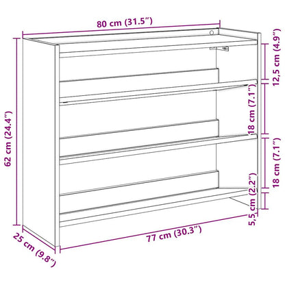 Schuhregal Artisan-Eiche 80x25x62 cm Holzwerkstoff