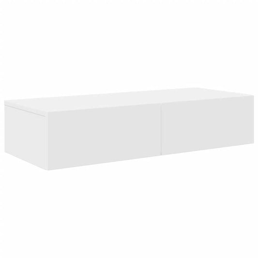 Wandregal mit Schubladen Weiß 80x33x17 cm Holzwerkstoff