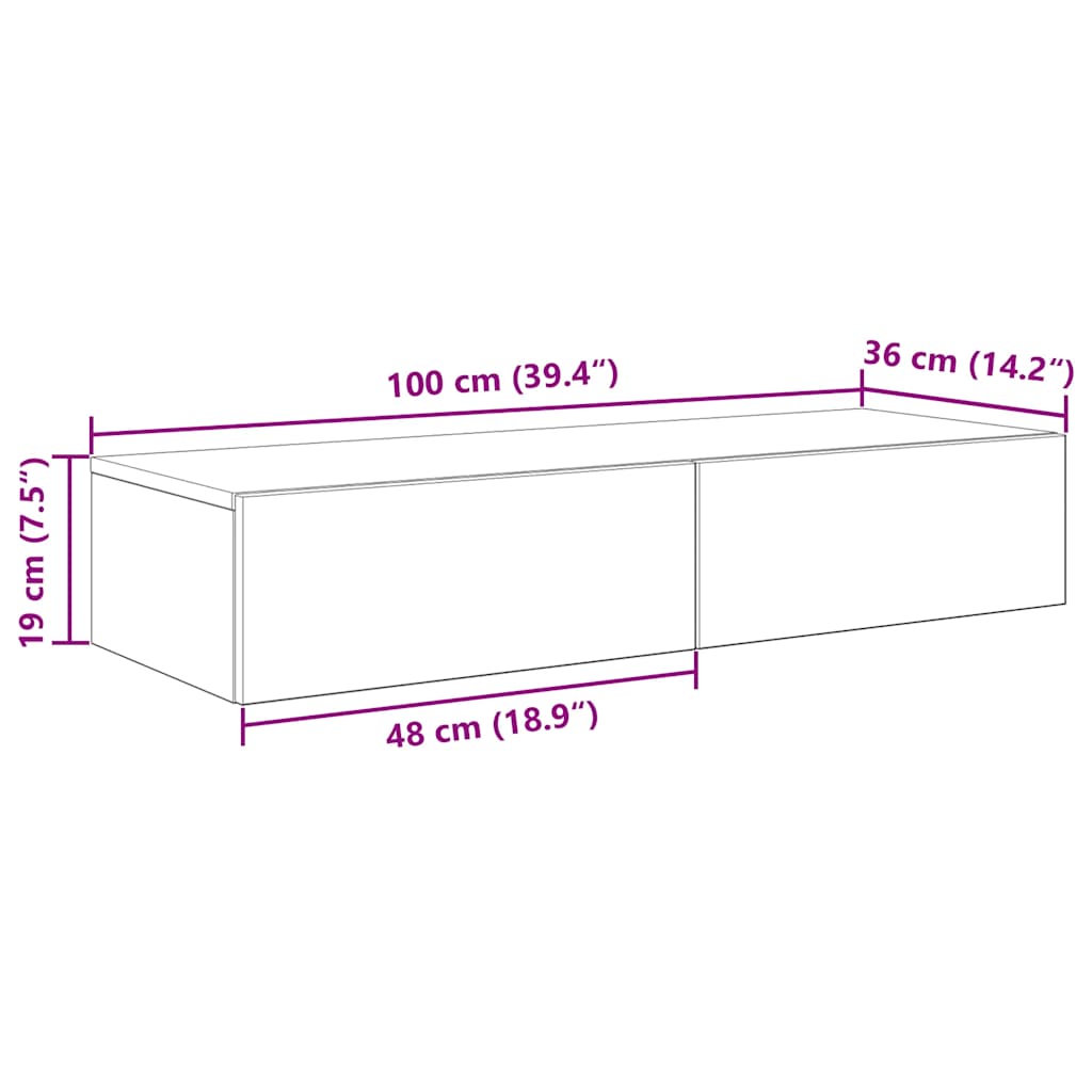 Wandregal mit Schubladen Artisan-Eiche 100x36x19 cm