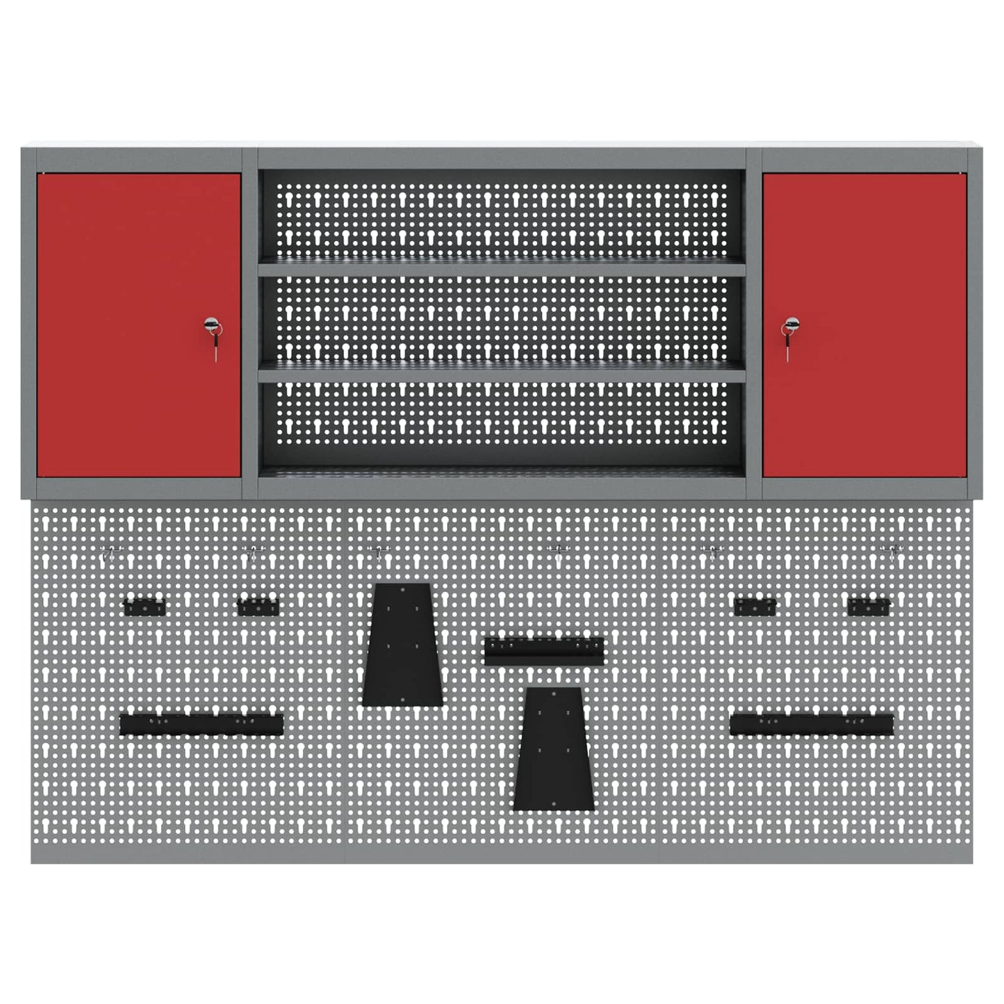 Werkzeugschrank und Pegboard Set mit Regal 6 pcs Schwarz