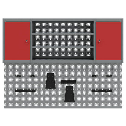 Werkzeugschrank und Pegboard Set mit Regal 6 pcs Schwarz