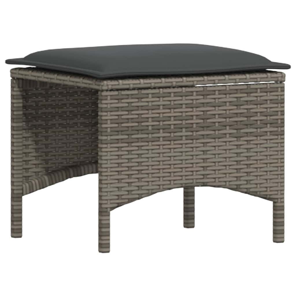 3-tlg. Garten-Essgruppe mit Kissen Grau Poly Rattan
