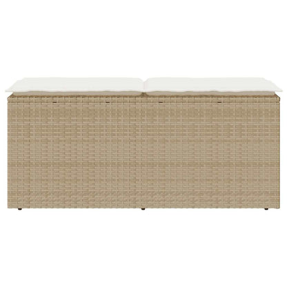 Gartenbank mit Kissen Beige 110x40x44 cm Poly Rattan