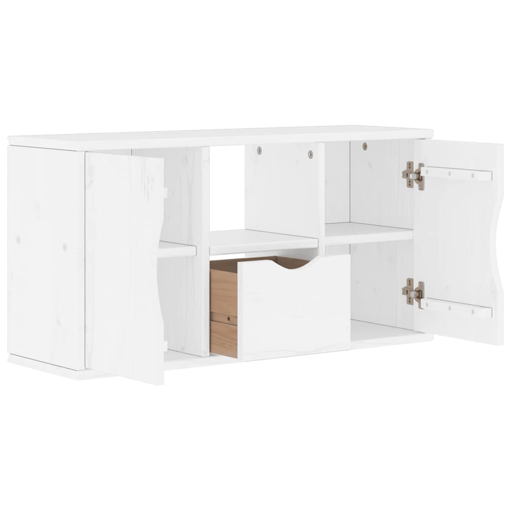 TV-Schrank mit Schublade Weiß 79x24x40 cm Massivholz Kiefer