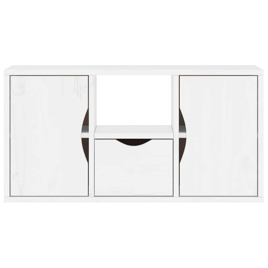 TV-Schrank mit Schublade Weiß 79x24x40 cm Massivholz Kiefer
