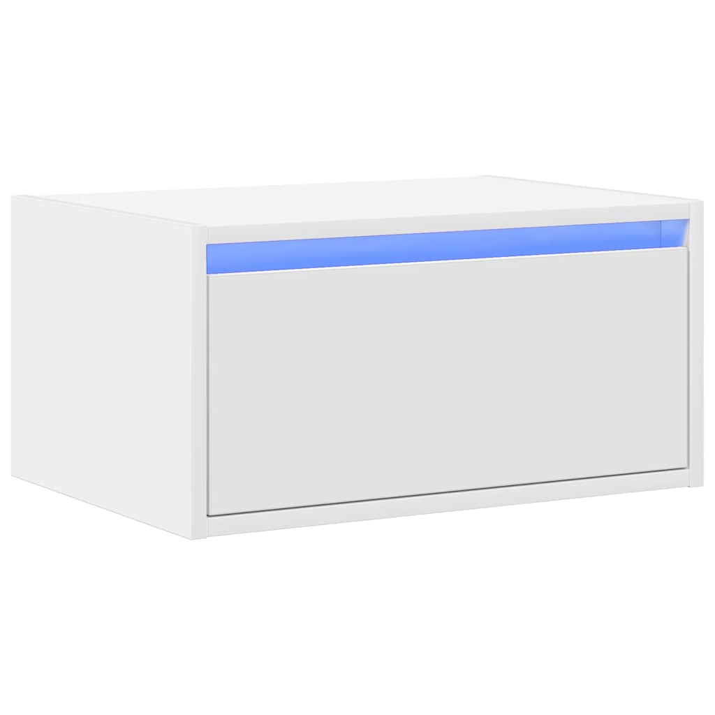 Wand-Nachttisch mit LED-Leuchten Weiß