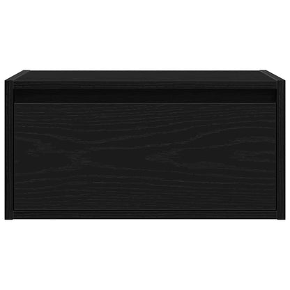 Wand-Nachttisch mit LED-Leuchten Schwarz Eichen-Optik