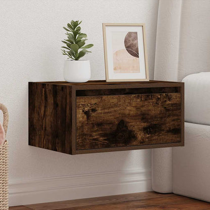 Wand-Nachttisch mit LED-Leuchten Räuchereiche