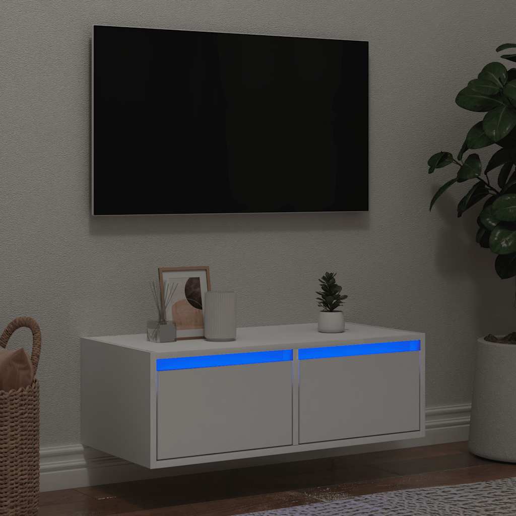 TV-Schrank mit LED-Leuchten Weiß 75x35,5x25 cm