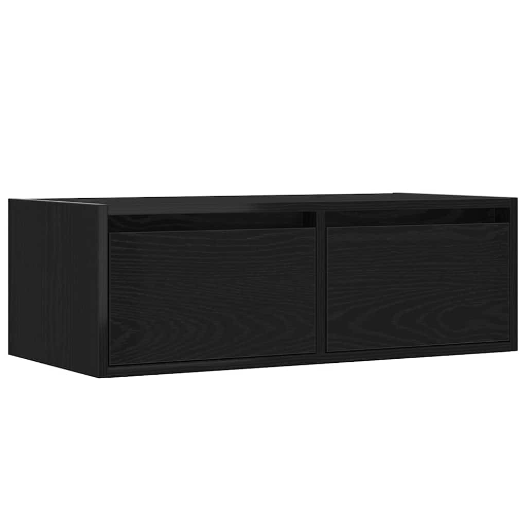 TV-Schrank mit LED-Leuchten Schwarz Eichen-Optik 75x35,5x25 cm