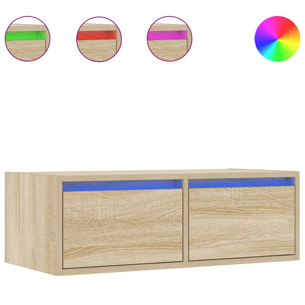 TV-Schrank mit LED-Leuchten Sonoma-Eiche 75x35,5x25 cm