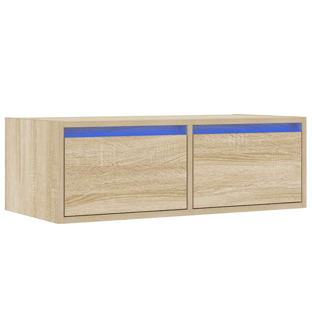 TV-Schrank mit LED-Leuchten Sonoma-Eiche 75x35,5x25 cm