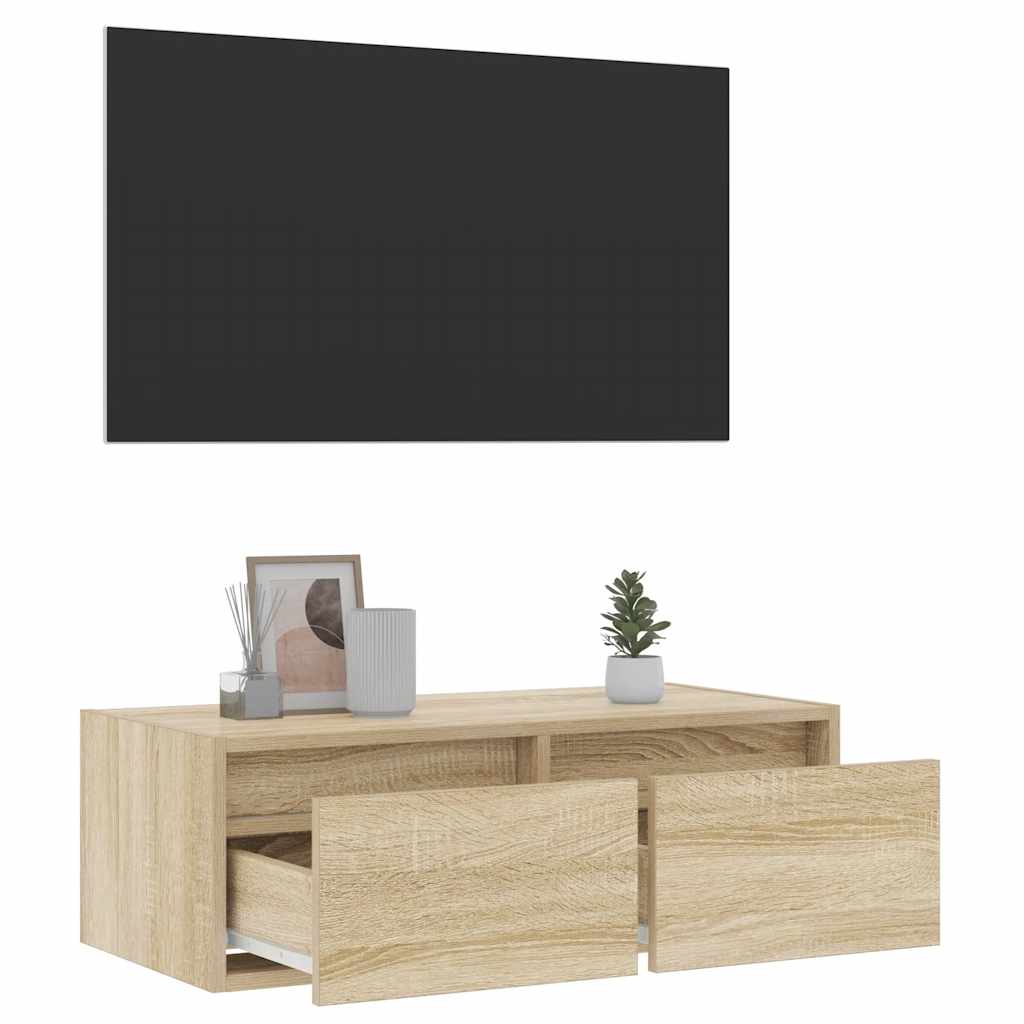 TV-Schrank mit LED-Leuchten Sonoma-Eiche 75x35,5x25 cm