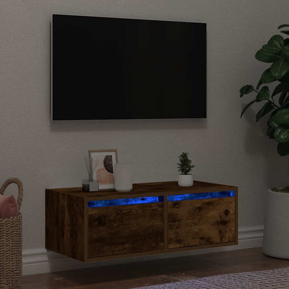 TV-Schrank mit LED-Leuchten Räuchereiche 75x35,5x25 cm