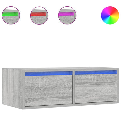 TV-Schrank mit LED-Leuchten Grau Sonoma 75x35,5x25 cm