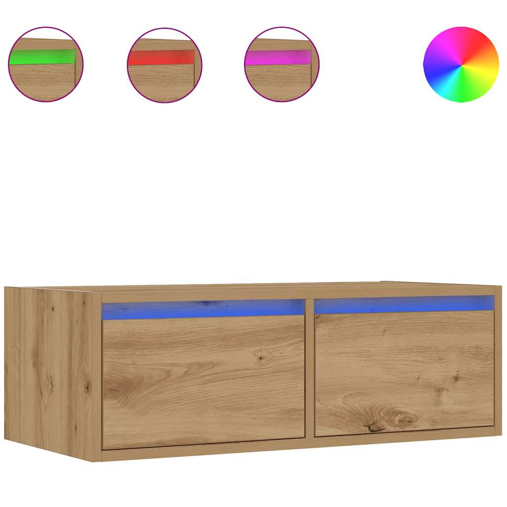 TV-Schrank mit LED-Leuchten Artisan-Eiche 75x35,5x25 cm