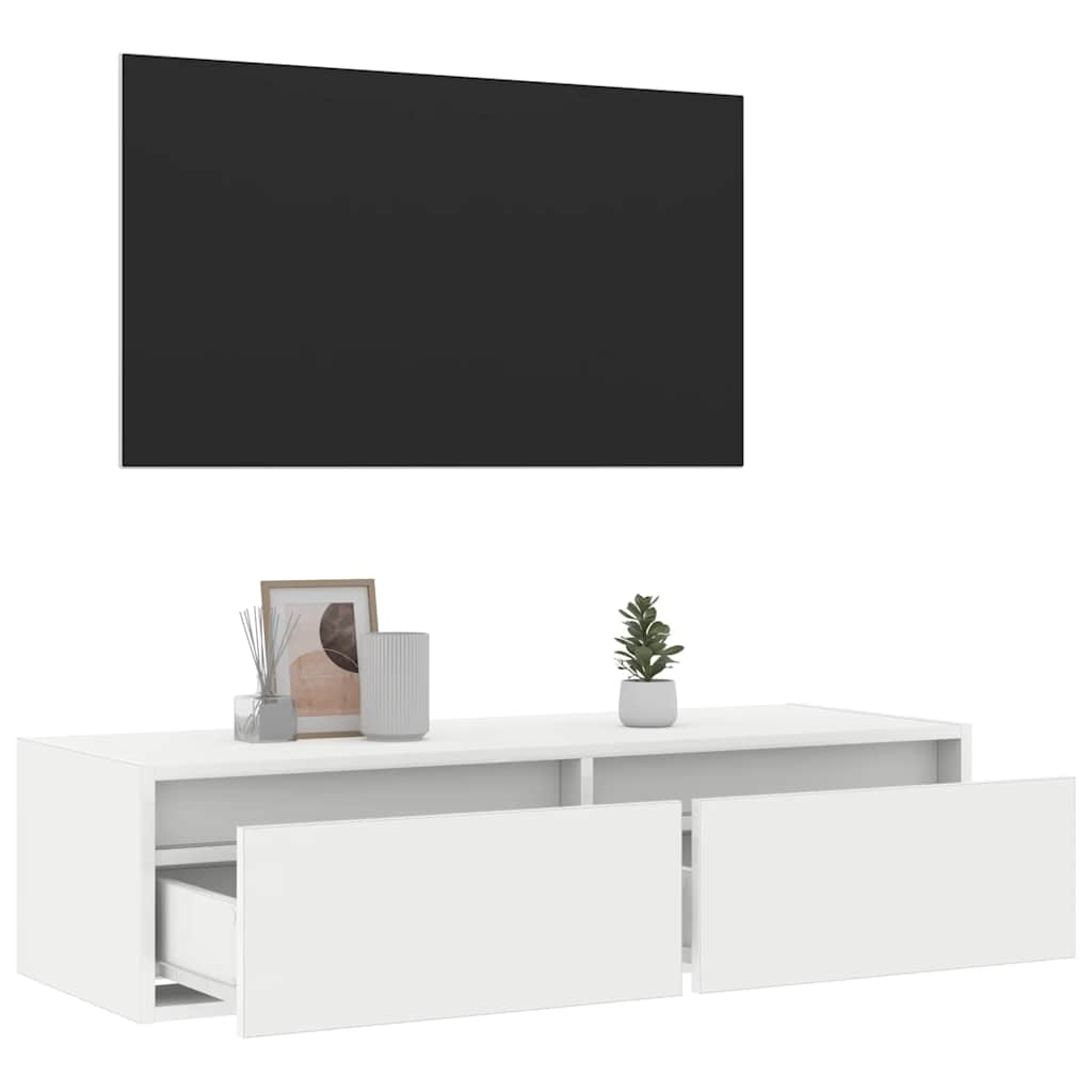 TV-Schrank mit LED-Leuchten Weiß 100x35,5x25 cm