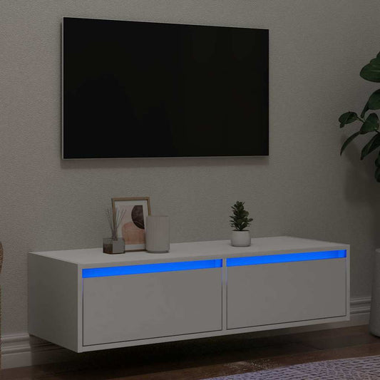 TV-Schrank mit LED-Leuchten Weiß 100x35,5x25 cm