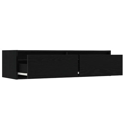 TV-Schrank mit LED-Leuchten Schwarz Eichen-Optik 100x35,5x25 cm