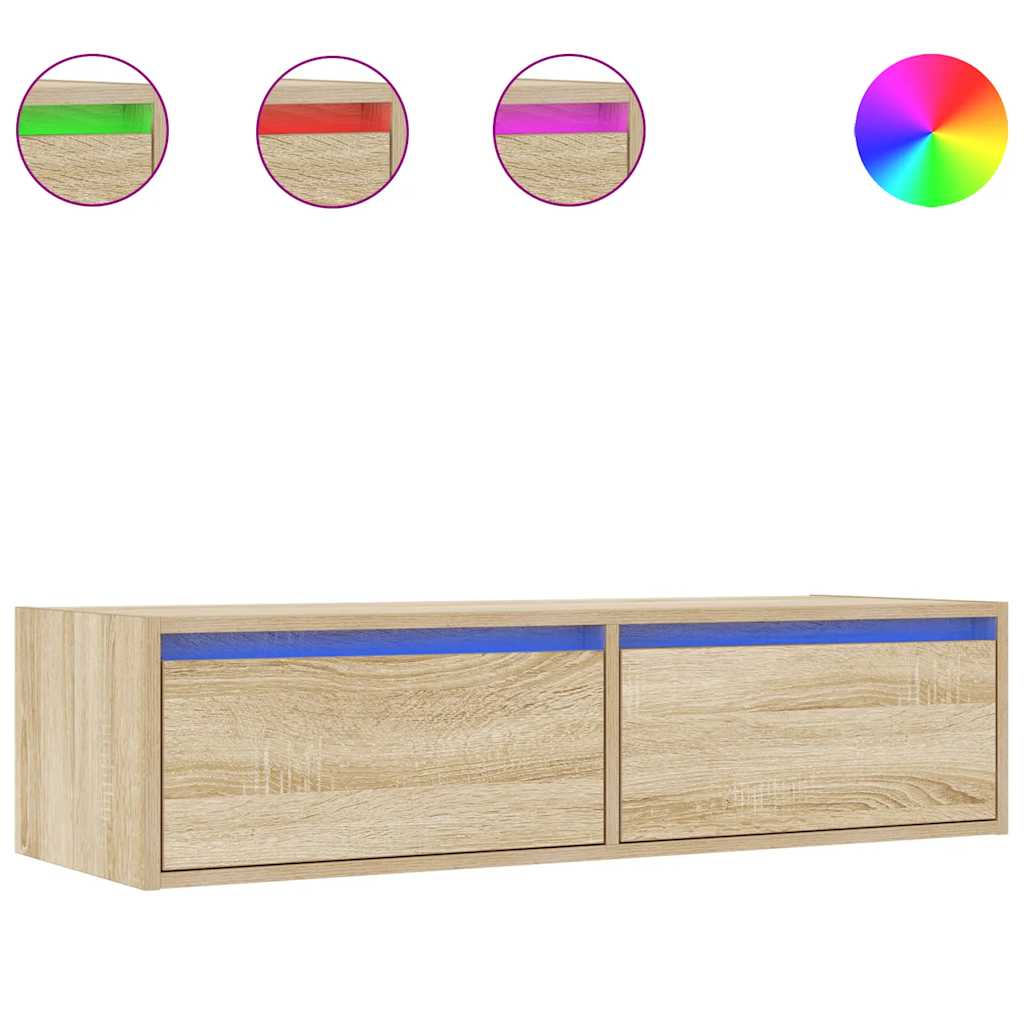 TV-Schrank mit LED-Leuchten Sonoma-Eiche 100x35,5x25 cm