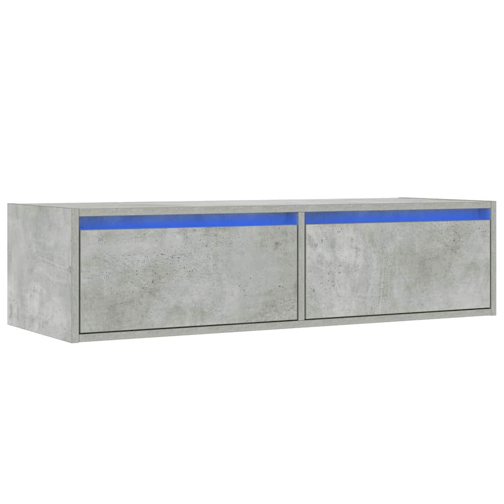 TV-Schrank mit LED-Leuchten Betongrau 100x35,5x25 cm