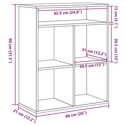 Bücherregal Schwarz 66x31x80 cm Holzwerkstoff