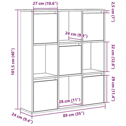 Bücherregal Grau Sonoma 89x24x101,5 cm Holzwerkstoff