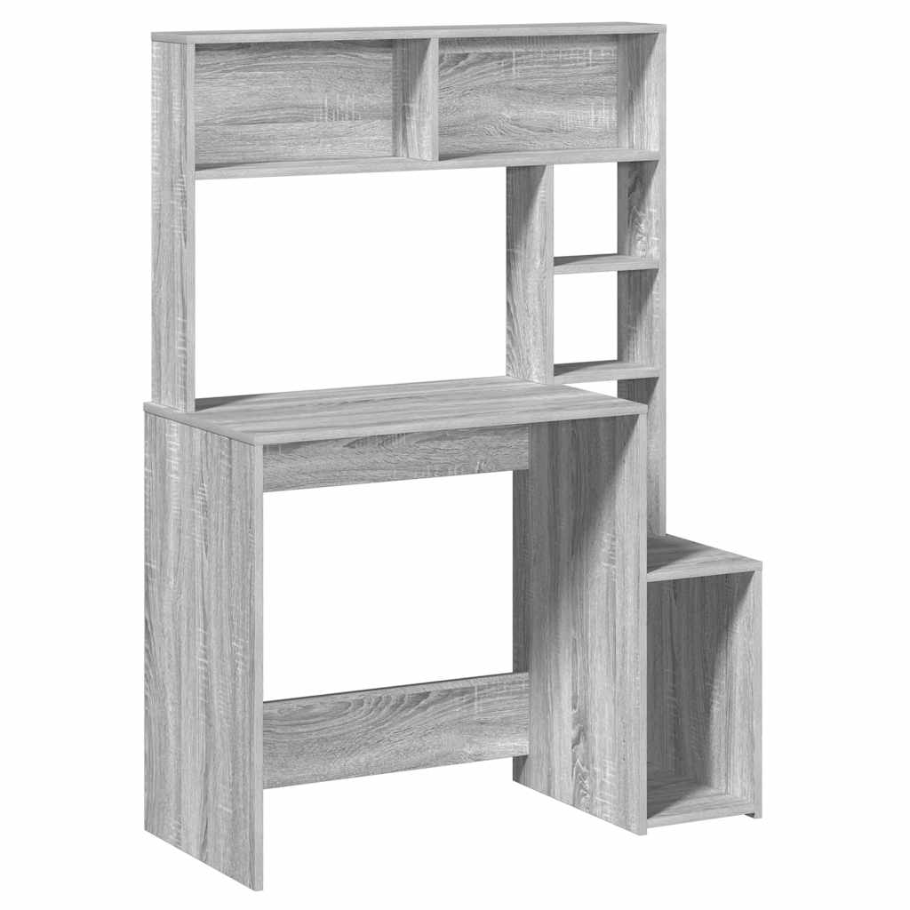 Schreibtisch mit Regal Grau Sonoma 100x45x140 cm Holzwerkstoff