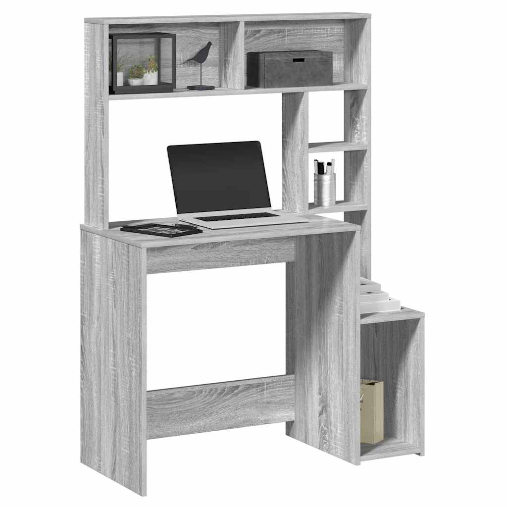 Schreibtisch mit Regal Grau Sonoma 100x45x140 cm Holzwerkstoff