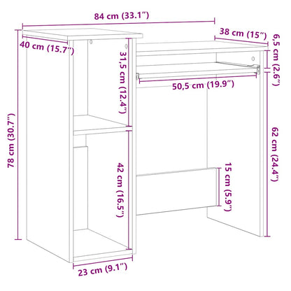 Schreibtisch mit Regal Räuchereiche 84x40x78 cm Holzwerkstoff