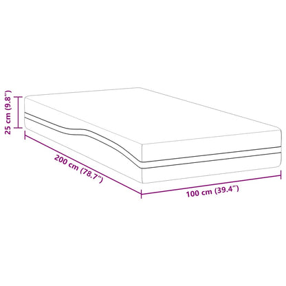 Matratze Weiß und Grau 100 x 200 cm Memory Foam