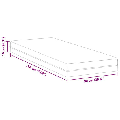 Matratze Weiß und Grau 90 x 190 cm Memory Foam