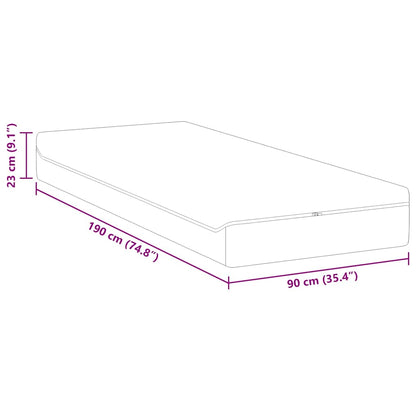 Matratze Weiß und Grau 90 x 190 cm Taschenfeder