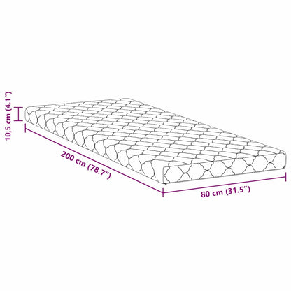 Matratze mit Kokosnusschicht Weiß 200 x 80 cm PU-Schaum