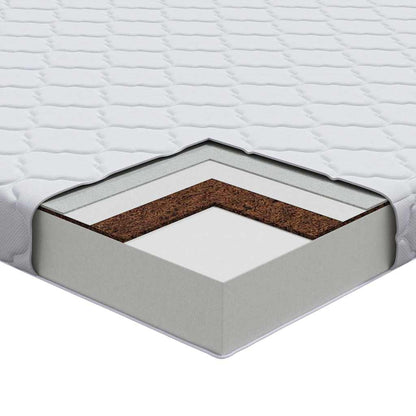 Matratze mit Kokosnusschicht Weiß 200 x 90 cm PU-Schaum