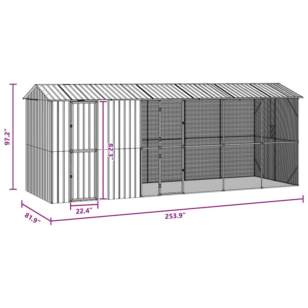 Vogelkäfig Anthrazit 645 x 208 x 247 cm Verzinkter Stahl