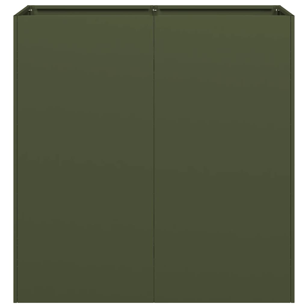 Pflanzkübel Olivgrün 80x40x80 cm Kaltgewalzter Stahl