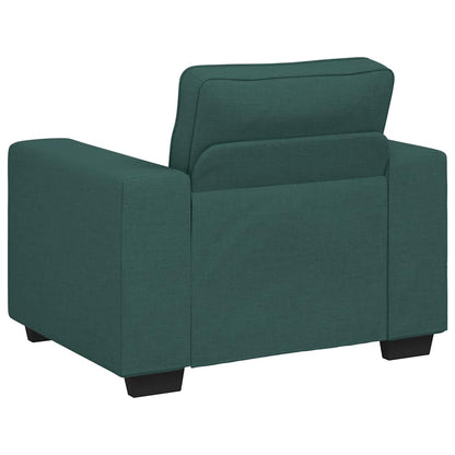 3-teiliges Sofa-Set mit Kissen, dunkelgrüner Stoff
