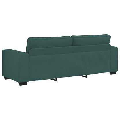 3-teiliges Sofa-Set mit Kissen, dunkelgrüner Stoff