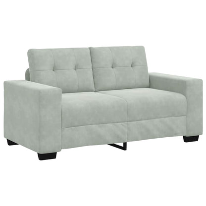 2-teiliges Sofa-Set mit Kissen, hellgrauer Samt
