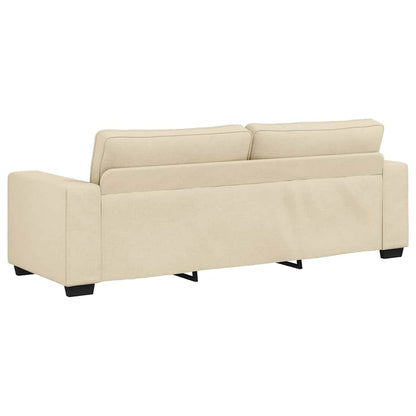 2-tlg. Sofagarnitur mit Kissen Creme Stoff