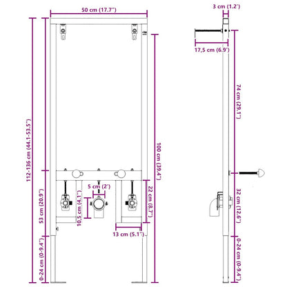 Badezimmer Wandstütze Blau 50 x 17.5 x 136 cm Stahl