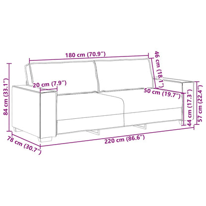 3-Sitzer-Sofa mit Kissen Creme 220 x 78 x 84 cm Stoff