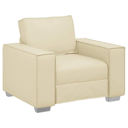 Sofa Sessel 59 cm mit Kissen Creme Kunstleder