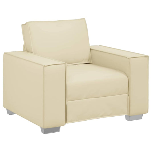 Sofa Sessel 59 cm mit Kissen Creme Kunstleder